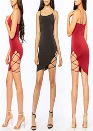 Casual Dresses Sexy Women Stripe Bandage Micro Mini Dress Skinny Pencil Bodycon Solid Color Club Wear Female Backless7987875