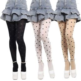 Women Socks Footed Tights Japanese Vintage Dot Patterned Silky Pantyhose Stockings