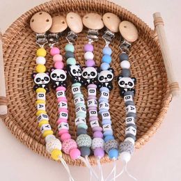 Pacifier Holders Clips# Personalised baby pacifier silicone bead clip pacifier chain named chewing toddler accessories cork dummy bracket teeth toy d240521