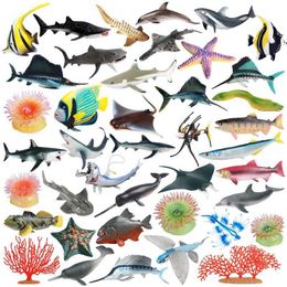 Novelty Games Simulation Marine Animal Sea Life Figurine Shark Dolphin Sailfish Starfish Model Action Figure Kids Collectible Educational Toys Y240521