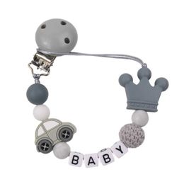 Pacifier Holders Clips# Personalised Name Baby Nipple Clip Car Nipple Chain Frame Baby Teeth Chewing Toy Dummy Clip d240521