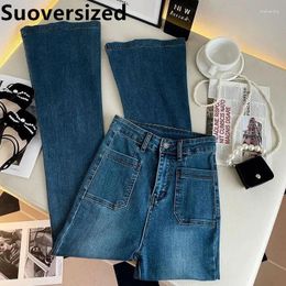 Women's Jeans Fashion High Waist Flare For Women Spring Fall Chic Korean Streetwear Bell-bottoms Casual Vintage Slim Stretch Denim Pants