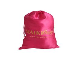 Gift Wrap Custom Logo Printing Luxury Human Hair Wig Satin Packaging Bag Extend Size 28X40cmGift8882250
