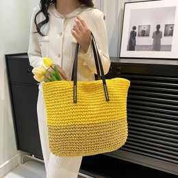 Evening Bags Luxury Designer Straw Shoulder Bag For Women 2024 Summer Beach Female Larger Capacity Tote Portable Shopper Fashion