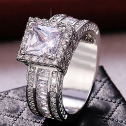 Designer Jewelry Cubic Zirconia Ring Band Charm Square Diamond Wedding Engagement Finger Rings CZ Gift
