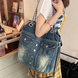 Totes Vintage Washed Denim Handbags For Women Bag Fashion Chian Shoulder Bags Female Simple Large Capacity Student Ladies Big