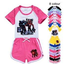 Clothing Sets Children Skibidi Toilet Costume Kids Game Speaker Man Clothes Baby Girls Boys Short Sleeve T-shirt Shorts 2pcs Set