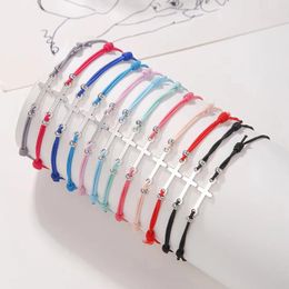 Link Bracelets 12 PCS Alloy Cross Elastic For Women And Men's Fashionable Simple Adjustable Rubber Rope Bracelet Set