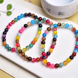 Link Bracelets 2PCS Natural Coloured Agate Bracelet Crystal Reiki Healing Stone Fashion Jewellery Gift For Women Men 1PCS