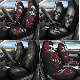 Car Seat Covers Automotive Universal Personalised Skull Seat Cover 2-piece Automotive Seat Protection Pad Automotive Seat Cushion Cover T240520