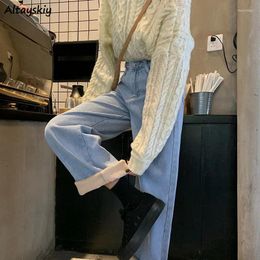 Women's Jeans Women Thick Velvet Winter Cool Basic All-match Casual Streetwear Warm Soft Chic Preppy Style Young Ulzzang High Waisted BF