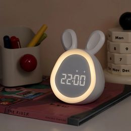 Kids Cute Rabbit Alarm Clock With Night Light Stepless Dimming Led Digital Alarm Clock For Boy Girls Intelligent Programme Control 240520