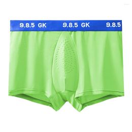 Underpants 1pc Men's Ice Silk Underwear Middle Waist Panties Bulge Pouch Boxers Briefs Shorts Lingerie Male