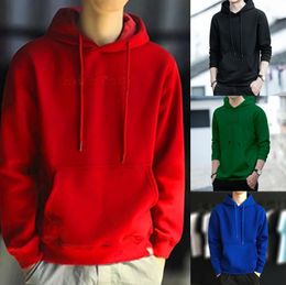 Mens Autumn Fashion Solid Color Harajuku Street Sweatshirt Hoodie Long Sleeves Casual Baggy Clothes Tops Hip Hop Sports Pullover1399309