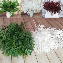 Decorative Flowers 5 Branches Artificial Willow Bouquet Fake Leaves Home Christmas Wedding Decoration Silk Green Leave Faux Vine Plants DIY