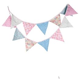 Banner Flags Cotton Bunting Party Decorations Kids Garland Children Baby Boy Girl Buntings Room Decoration Drop Delivery Home Garden F Dhgyc