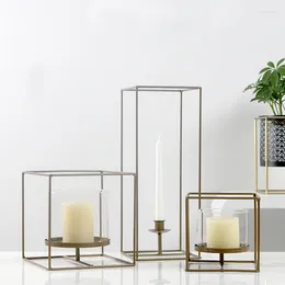 Candle Holders Metal Column Black Holder Set Square Geometric Candlestick Modern Bars Luxury Gold Nordic Candelabros Home Decor ZZ50ZT