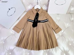 Top designer girl dress autumn baby partydress Academic style Kids Pleated skirt Size 110-160 Long sleeved Child frock Nov10