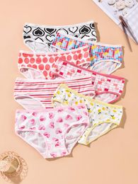 Women's Panties 7PCS Cute Print Contrast Low Rise Women Briefs Breathable Girls Lingerie Week Pants