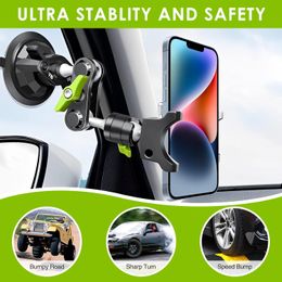 Aulidtech Universal Car Mobile Phone Holder Mount Bar Head Arm for Phone Shooting Navigation 360 Rotation Suction Cup Bracket for Iphone Samsung 12/13/14 4-7 Inch