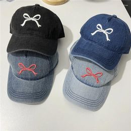 Ball Caps Designer Embroidered Bow Denim Hats For Women Spring And Summer Korean Ins Fashionable Versatile Show Face Small Baseball Cap