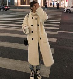 MUMUZI 2019 New Fashion Beige Faux Fur Coat Winter Coat Women Long Style Fur Gilet Women039s Jacket Coats For Ladies3891731