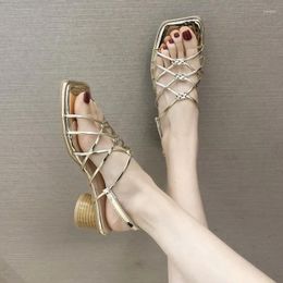 Casual Shoes 2024 Summer Fashion High Heels Women French Retro Silver Sandals Roman Women's Open Toed Women'