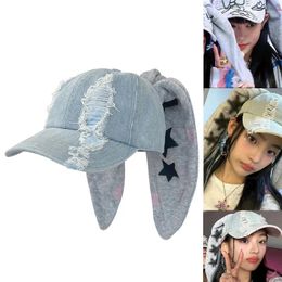 Ball Caps Women Subculture Ears Baseball Hat For Girls Versatile Adjustable Long Ear