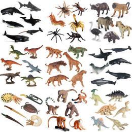 Novelty Games 6pcs/Set Marine Grassland Dinosaur Ancient Animal Miniature Figurines Model Action Figures Educational Collect Toys for Children Y240521