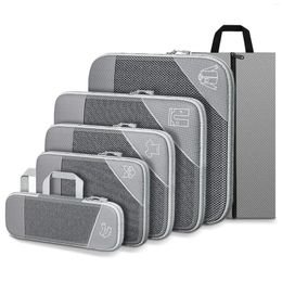 Storage Bags 3/6PCS Compressed Packing Cubes Travel Set With Shoe Bag Mesh Visual Luggage Organizer Portable Lightweight Suitcase