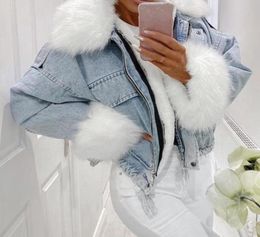 autumn winter women jacket coat warm faux fur short jean jackets 2020 ladies fashion plus size 3xl denim outwear thicken clothes5875228