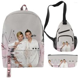 Backpack Fashion Trendy Marcus & Martinus 3D Print 3pcs/Set Student School Bags Multifunction Travel Chest Bag Pencil Case