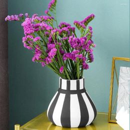 Vases Originality Handmade Table Decorations Round Ceramic Bottle With Stripes Porcelain