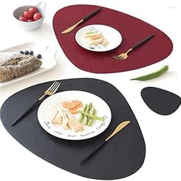 Table Mats Shape PU Leather Placemats Set Oil-Proof Waterproof Dual-Sided Place For Kitchen Bistro Tables Bars Coffee Shops