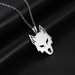 Cool Head Necklace For Women Men Stainless Steel Wolf Pendant Vintage Punk Party Jewellery Animal Gifts