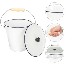 Storage Bottles Buckets Dog Treat Container Enamel With Lid White Drinks Laundry Room Organisation And