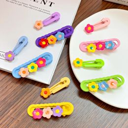 2PCS/Set Cute Colourful Flowers Pin Shape Metal Hairpins For Girls Sweet Hair Decorate Barrette Hair Clip Lovely Hair Accessories