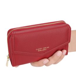Medium Wallets for Women Large Capacity Clutch Bag Zipper Coin Purse Black Card Holder Wallet Female Purses Leather Red Wallet 240521