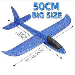 Aircraft Modle 50cm large foam aircraft glider hand throwing aircraft light plug-in EPP bubble aircraft outdoor launch childrens toys s2452089