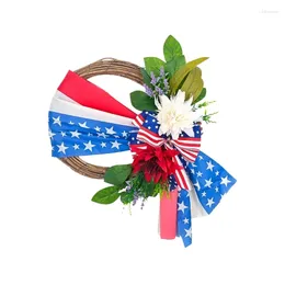 Decorative Flowers Artificial Flower Wreath For Front Door Garden Patriotic