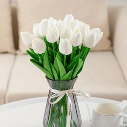 Decorative Flowers 10 PCs Of White Flower Artificial Tulip Simulation For Mother's Day Valentine's Home Kitchen Wedding Decoratios