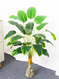 Decorative Flowers 24Heads Artificial Tropical Palm Tree Fake Leafs Plants Plastic Banana Leaves Musa For Home Garden Decoration