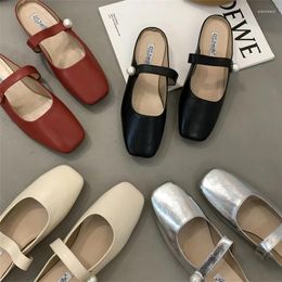 Casual Shoes Fashion Women Slip-ons Loafers Flat Sandals Summer Comfortable Outdoor Leather Slides Elegant Slippers All-match