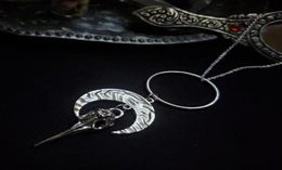 Morrigan Moon Goddess Crow Skull Necklace Gothic R Jewellery Pagan Celestial Witch Women Gift 2021 Pendant Fashion Long Necklaces7309467