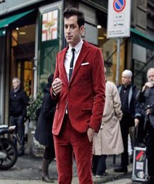 Latest Coat Pant Designs Red Velvet Tuxedo Slim Fit Men Suit 2 Piece Blazers Custom Groom Mens Suits Terno Masuclino JacketPant1486290