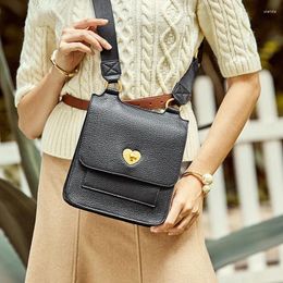Shoulder Bags Small Flap Women's Genuine Leather One-Shoulder Cowhide Lychee Pattern Business Fashion Temperament Lady Crossbody Bag