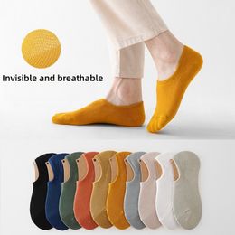 Invisible Breathable Socks Men's summer thin pure cotton sweat absorbent breathable deodorant boat socks black and white shallow mouth non-slip sports socks