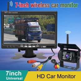 Car Rear View Camera for Truck Parking 7" HD Monitor Trailer LED Waterproof Camera with Screen Easy Installation
