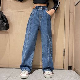Wide Leg Jeans for Girls 6 8 9 10 11 12 14 Years Spring Autumn Loose Vintage Straight Retro Pants Fashion Teenage Kids Trousers