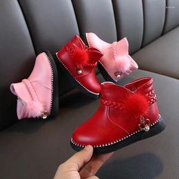 Boots 2024 Children Cute Keep Warm Kids Girls Princess Antislip Leather Girl Floral Boot Toddler Shoes Size 21-25